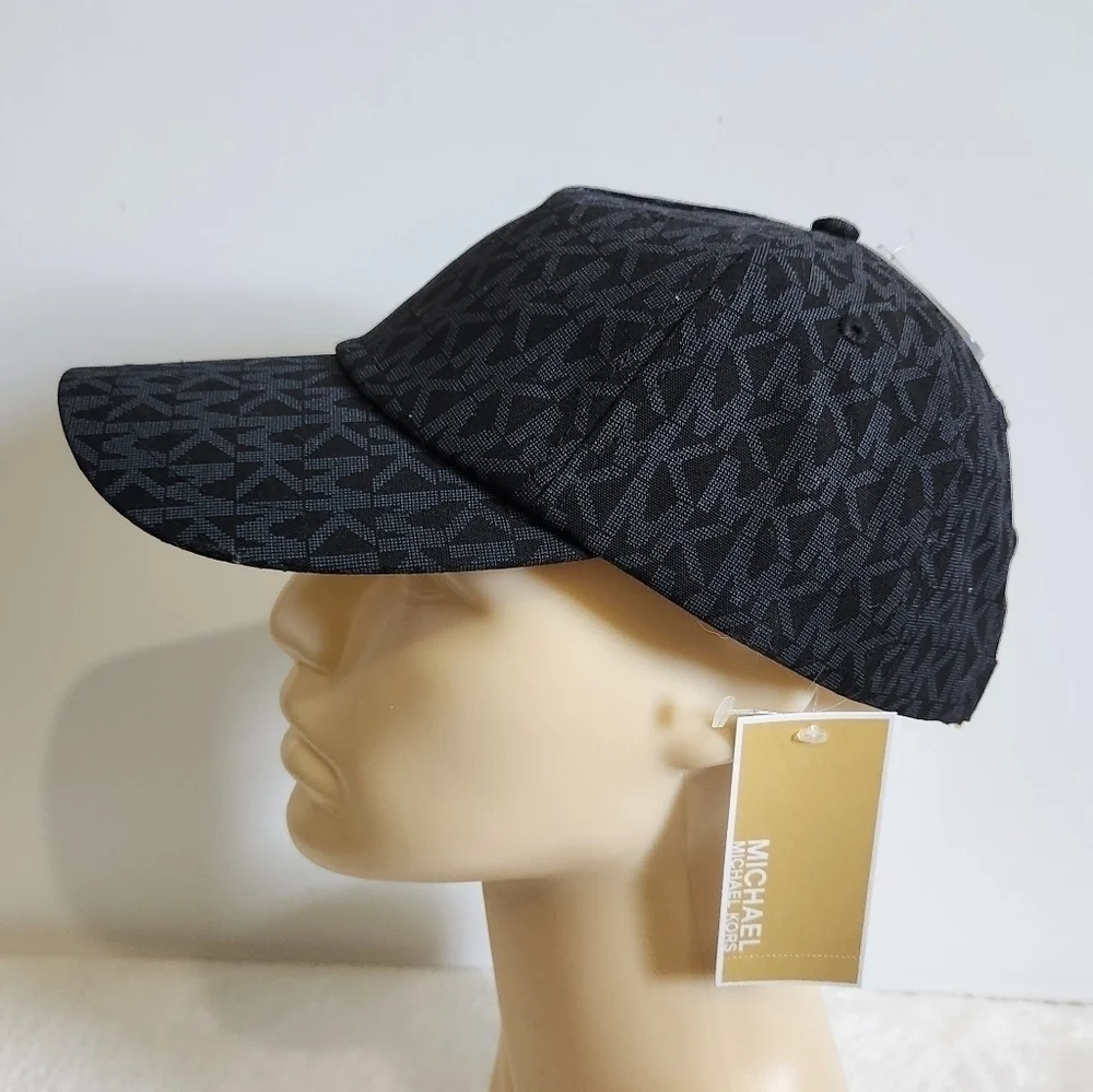 Michael Kors MK Black Allover Trademark Logo Baseball Hat Cap Unisex